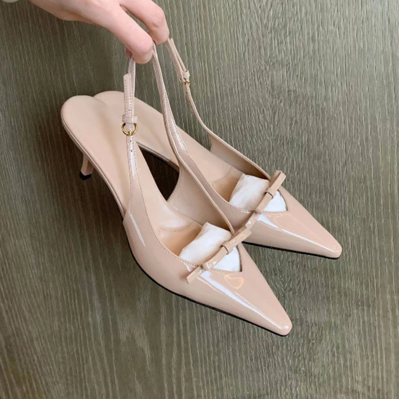 Elegant Small Pointed One-Word Bow Back Empty Stiletto High Heels Women's French Leather High-Heeled Sandals Dropshipping
Elegant Small Pointed One-Word Bow Back Empty Stiletto High Heels Women's French Leather High-Heeled Sandals Dropshipping