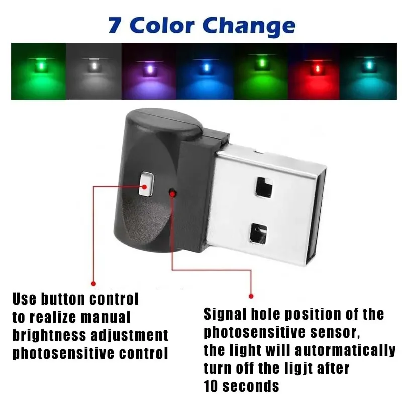 Car USB atmosphere light - seven color adjustments, multi-mode decorative lights, suitable for Halloween
Car USB atmosphere light - seven color adjustments, multi-mode decorative lights, suitable for Halloween