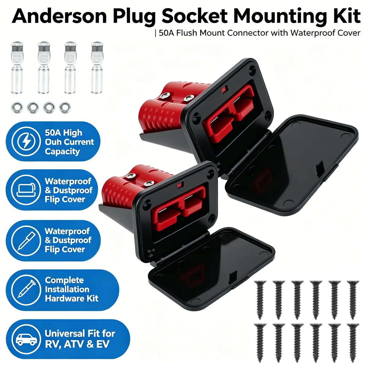 2Pcs 175A Quick Connect Plug with Dustproof Flip Cover Battery Cable Connector for Winch Truck ATV RV and Trailer 175A Plug
2Pcs 175A Quick Connect Plug with Dustproof Flip Cover Battery Cable Connector for Winch Truck ATV RV and Trailer 175A Plug
