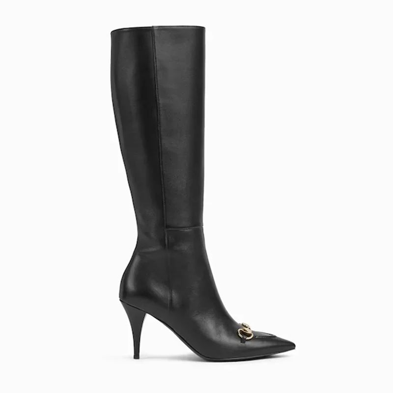 Metal Decoration Leather Knee High Boots Sexy Pointed Toe Stiletton Accept Customized New Arrivals Fashion Women Modern Boots
Metal Decoration Leather Knee High Boots Sexy Pointed Toe Stiletton Accept Customized New Arrivals Fashion Women Modern Boots