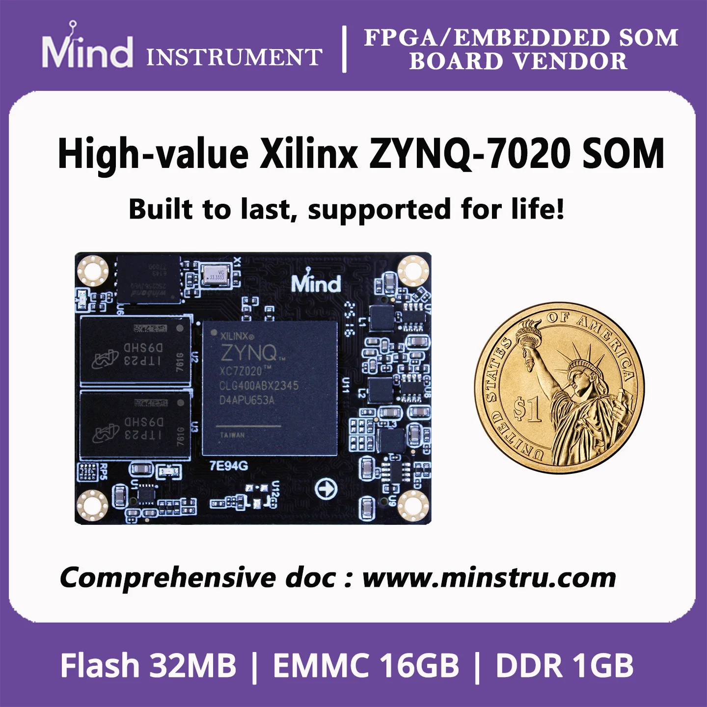 ZYNQ 7020 SOM ARM/FPGA System on Module /Zynq FPGA Development Board Mind Instrument 
ZYNQ 7020 SOM ARM/FPGA System on Module /Zynq FPGA Development Board Mind Instrument