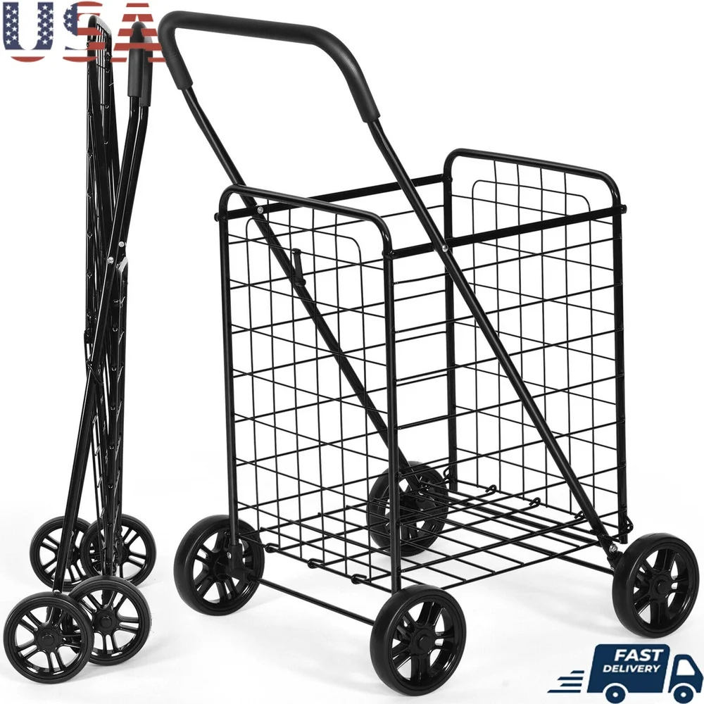 Portable Folding Shopping Cart Utility Trolley Lightweight Steel Frame Grocery Carrier with Oversized Basket and Large Wheels
Portable Folding Shopping Cart Utility Trolley Lightweight Steel Frame Grocery Carrier with Oversized Basket and Large Wheels