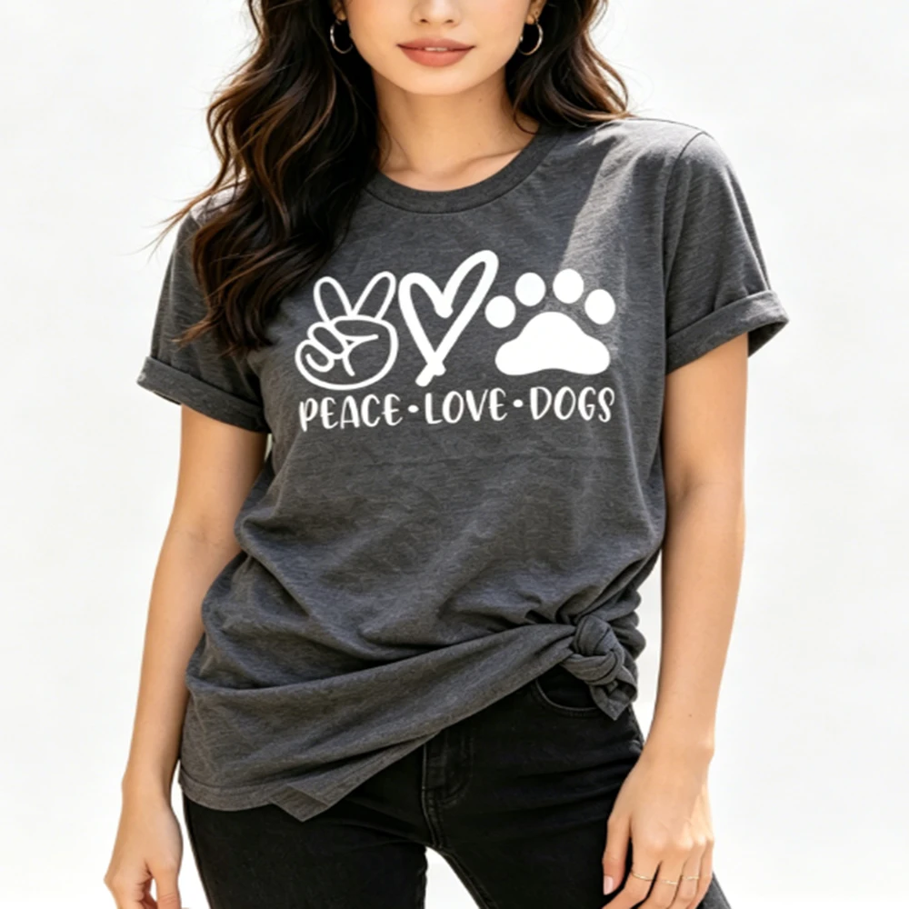 Dog Lover Graphic T-Shirt Men And Women Peace Love Dogs Printed Short Sleeve Vintage Casual Streetwear Daily Wear Gift Tops
Dog Lover Graphic T-Shirt Men And Women Peace Love Dogs Printed Short Sleeve Vintage Casual Streetwear Daily Wear Gift Tops