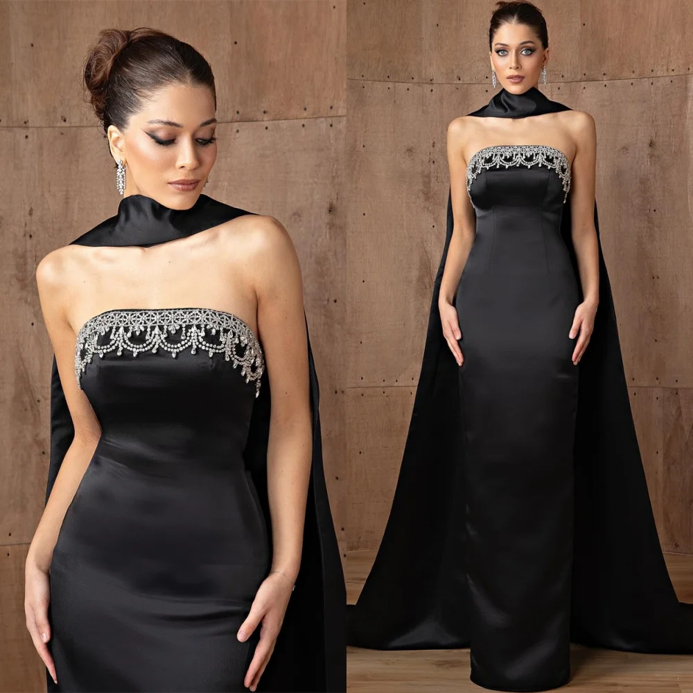 Customized Elegant Black Satin Evening Dresses Fashion Strapless Sleeveless Homecoming Dresses Modern Special Occasion Gowns
Customized Elegant Black Satin Evening Dresses Fashion Strapless Sleeveless Homecoming Dresses Modern Special Occasion Gowns