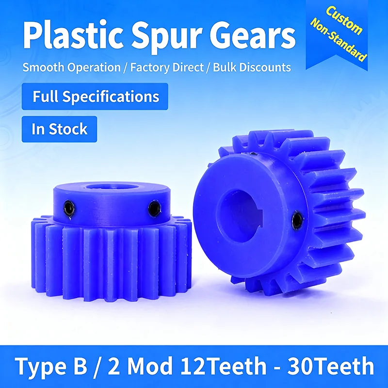 2M Blue Nylon Gear 2Mod 12-30T Plastic Spur Gear Cylindrical Straight Gear Motor Boss Gear for DIY Project Robot Toy Model
2M Blue Nylon Gear 2Mod 12-30T Plastic Spur Gear Cylindrical Straight Gear Motor Boss Gear for DIY Project Robot Toy Model