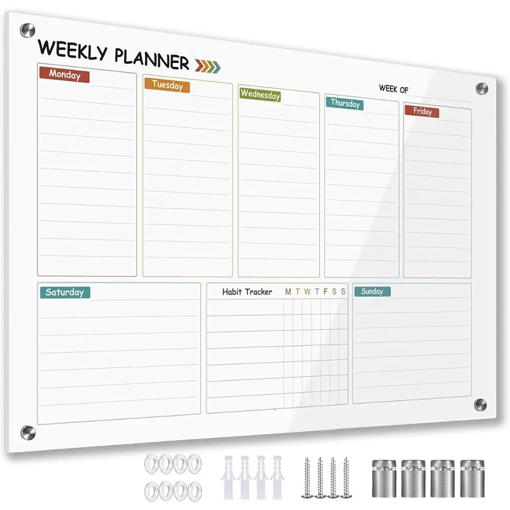 Weekly Dry Erase Calendar Whiteboard, 24x36 inches, Wall Mount, Office/School/Home Use, Large Planner Board
Weekly Dry Erase Calendar Whiteboard, 24x36 inches, Wall Mount, Office/School/Home Use, Large Planner Board