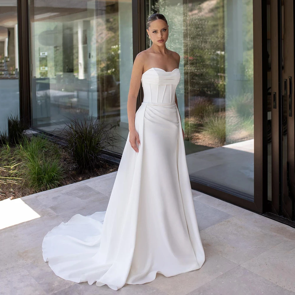 Luxury Mermaid Wedding Dresses 2026 Strapless Bridal Dress Corset Civil Brides Wedding Dress With Detachable Train Customized
Luxury Mermaid Wedding Dresses 2026 Strapless Bridal Dress Corset Civil Brides Wedding Dress With Detachable Train Customized
