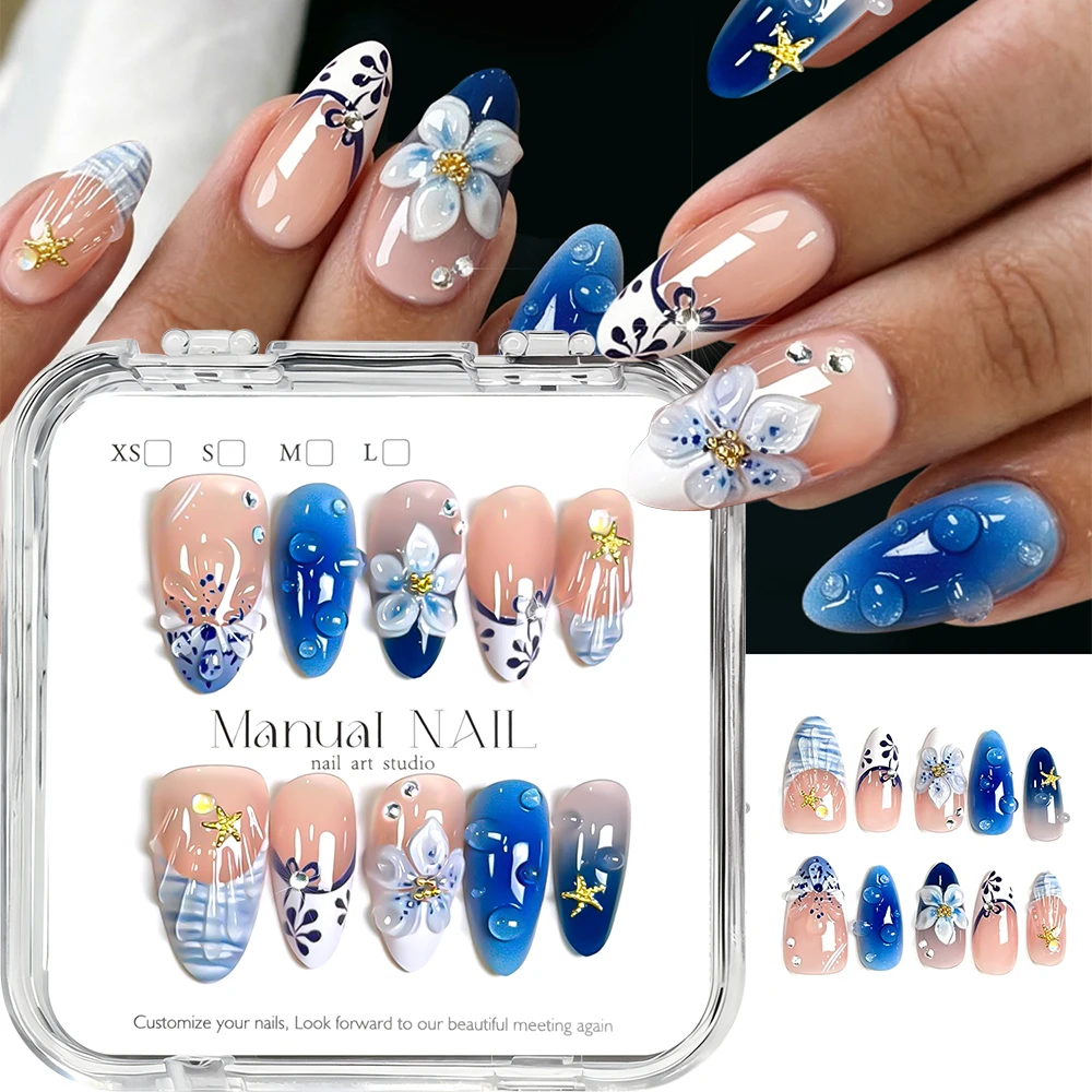 10/30Pcs Handmade 3D Shell Starfish Almond Press on Nails Summer Beach Vacation Acrylic Flower Fake Nails Full Cover Ocean False
10/30Pcs Handmade 3D Shell Starfish Almond Press on Nails Summer Beach Vacation Acrylic Flower Fake Nails Full Cover Ocean False