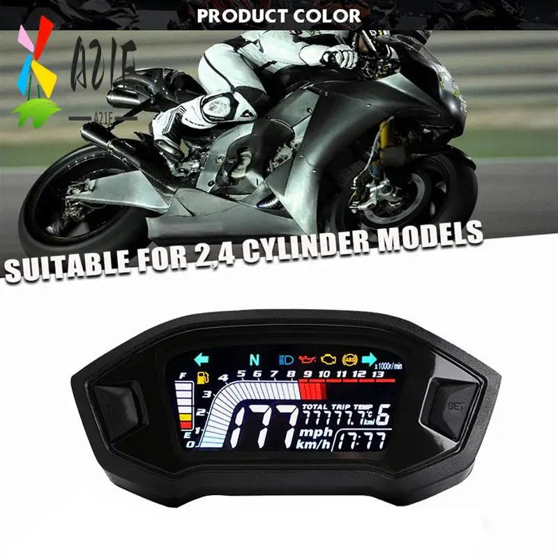 A21F-Universal Motorcycle LCD Digital Speedometer 13000RPM Backlight Digital Odemeter Tachometer For 1,2,4 Cylinder
A21F-Universal Motorcycle LCD Digital Speedometer 13000RPM Backlight Digital Odemeter Tachometer For 1,2,4 Cylinder