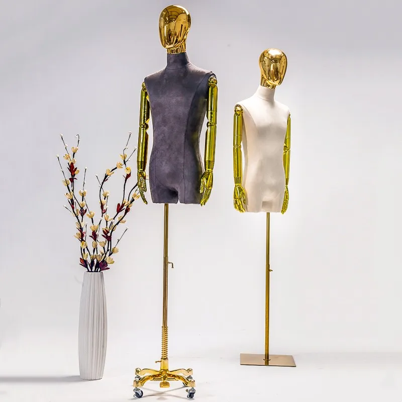 Fashionable Male Dummy Model Gold/Silver Head Half-Body Mannequin with Iron Base For Window Wedding Clothing Display
Fashionable Male Dummy Model Gold/Silver Head Half-Body Mannequin with Iron Base For Window Wedding Clothing Display