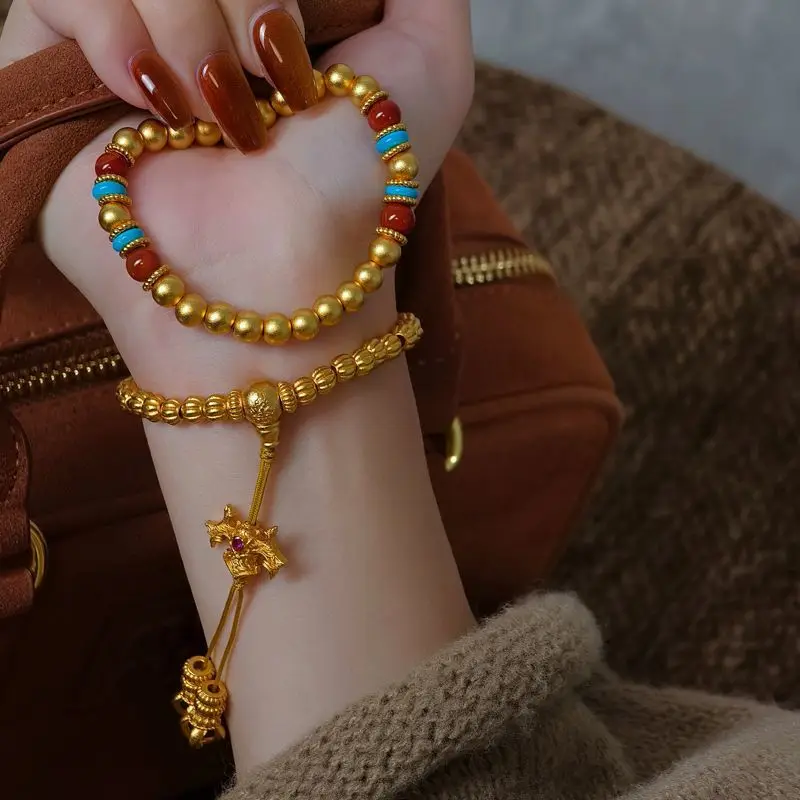 Guochao Yellow God of Wealth Ancient Fa Gold Bracelet New Chinese Style Three-way Stacked with Red Agate for Wealth Transfer
Guochao Yellow God of Wealth Ancient Fa Gold Bracelet New Chinese Style Three-way Stacked with Red Agate for Wealth Transfer