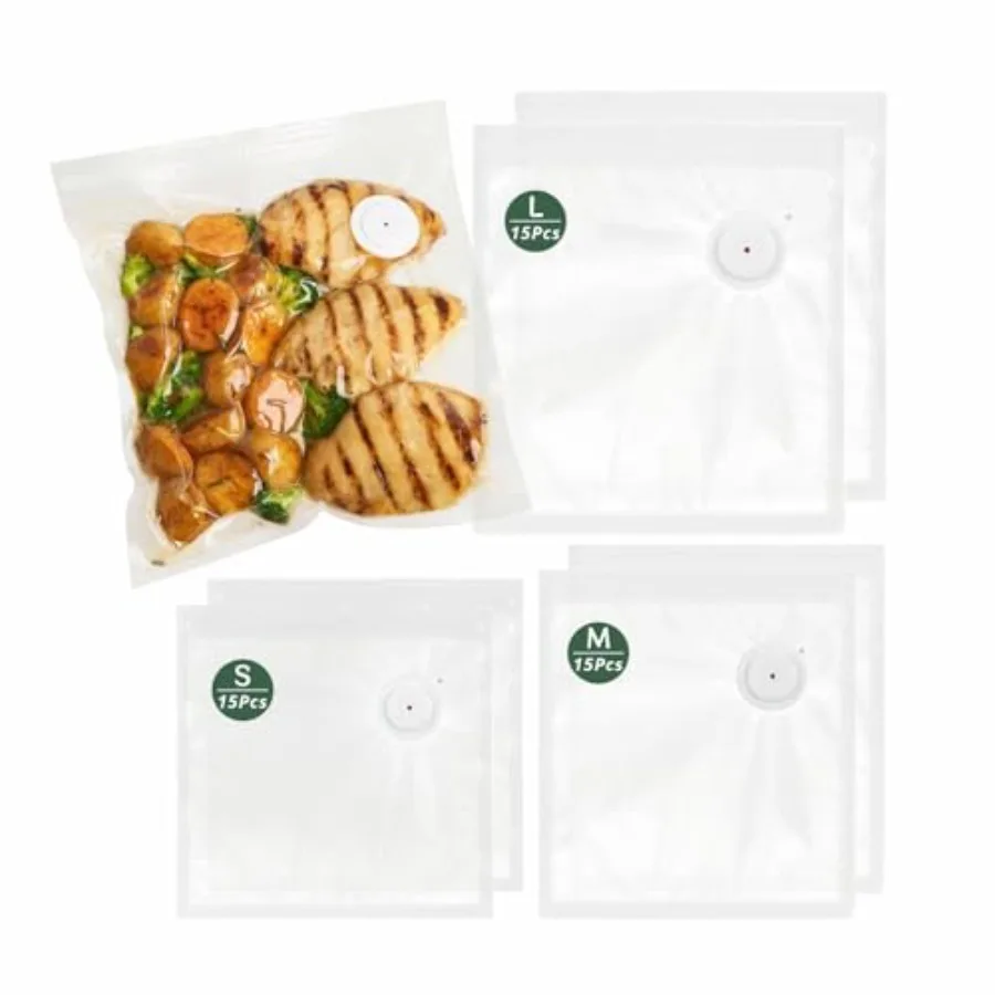 Reusable Vacuum Sealer Bags for Food 45Pcs S/M/L,BPA-Free Sous Vide Bags for Microwave Heating, Cooking and Freezer Storage, Co
Reusable Vacuum Sealer Bags for Food 45Pcs S/M/L,BPA-Free Sous Vide Bags for Microwave Heating, Cooking and Freezer Storage, Co