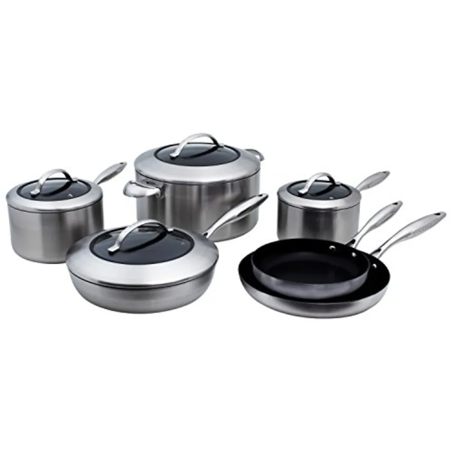 CTX 10 Piece Cookware Set for home kitchen use, stainless steel, silver, durable non-stick coating and even heat distribution
CTX 10 Piece Cookware Set for home kitchen use, stainless steel, silver, durable non-stick coating and even heat distribution