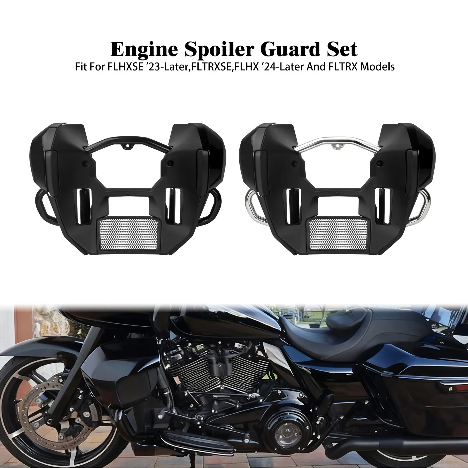 Motorcycle Black/Chrome Engine Guard + Fairing Lowers Cover Set For Harley Touring Road Street Glide 2024-Up FLHXSE 2023-2025
Motorcycle Black/Chrome Engine Guard + Fairing Lowers Cover Set For Harley Touring Road Street Glide 2024-Up FLHXSE 2023-2025
