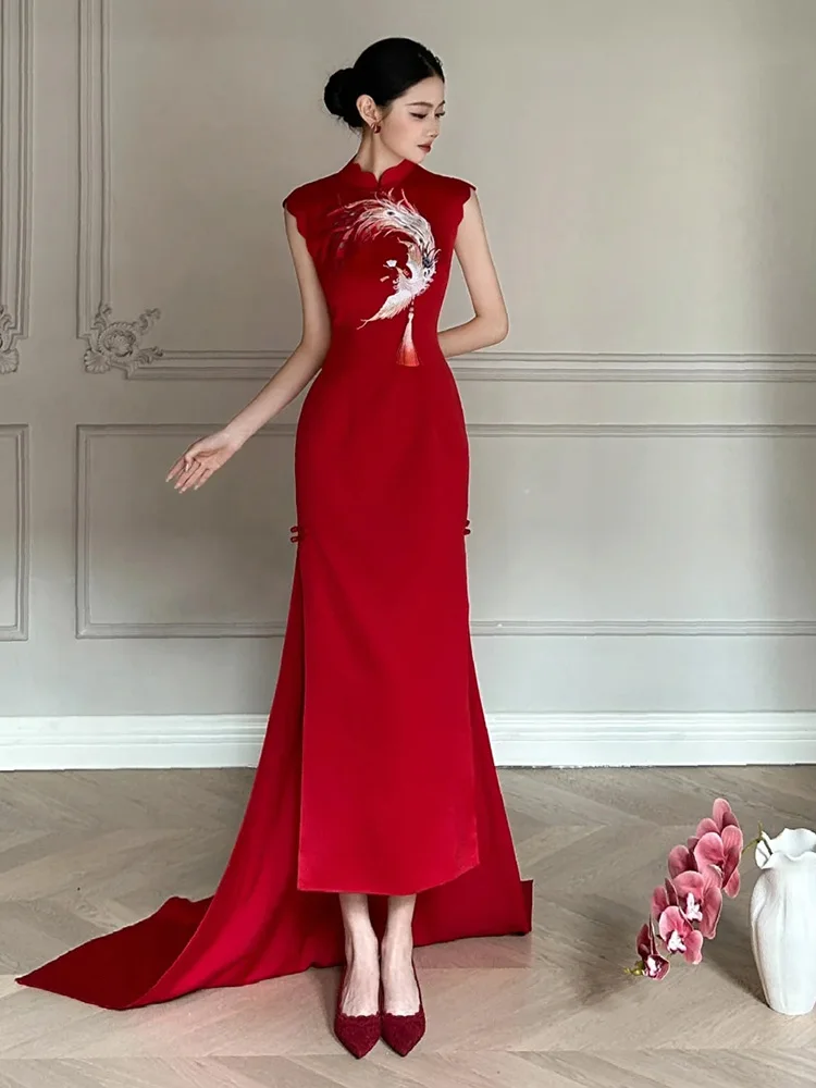 Red New Chinese Sle Qipao Engagement Wedding Dr Long Evening Gown Vintage mid Waist Zipper Sle for Wedding And Par
Red New Chinese Sle Qipao Engagement Wedding Dr Long Evening Gown Vintage mid Waist Zipper Sle for Wedding And Par