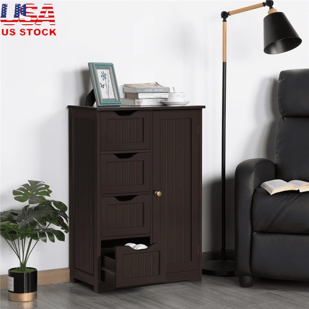 Espresso Wooden Storage Cabinet with 4 Sliding Drawers Adjustable Shelf Freestanding Bathroom Kitchen Organizer Indoor Use
Espresso Wooden Storage Cabinet with 4 Sliding Drawers Adjustable Shelf Freestanding Bathroom Kitchen Organizer Indoor Use