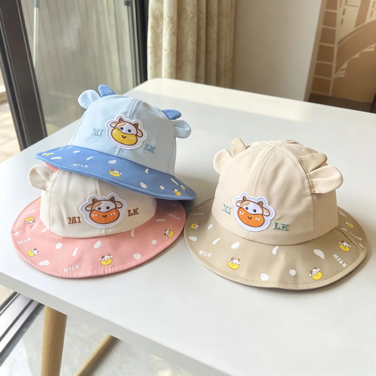 Cartoon Cow-Ear Fisherman Hats for Boy Girl Sun-Protective Basin Cap 0-2Year Kids Large Brim Bucket Hat Cute Baby Sunshade Visor
Cartoon Cow-Ear Fisherman Hats for Boy Girl Sun-Protective Basin Cap 0-2Year Kids Large Brim Bucket Hat Cute Baby Sunshade Visor