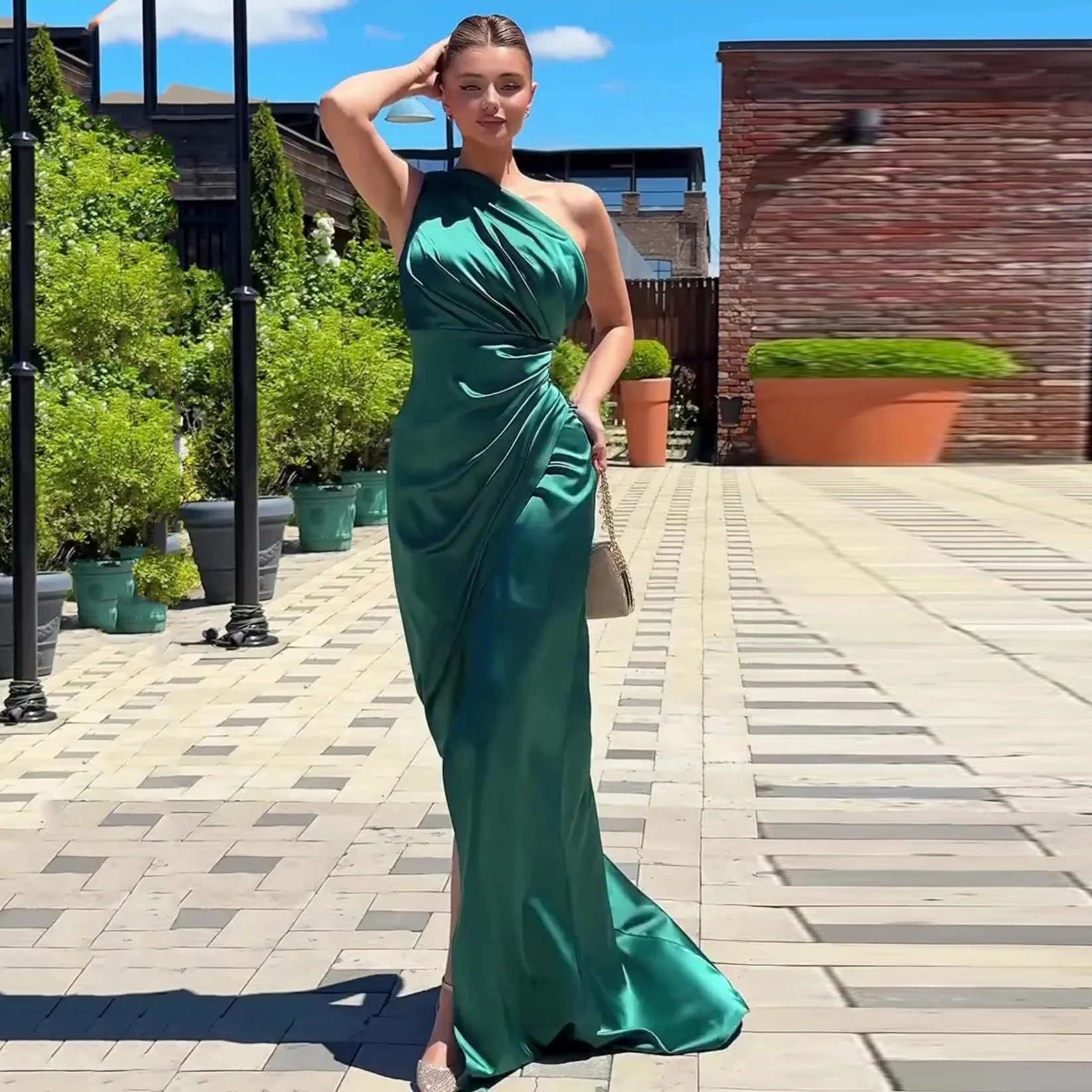 Bafftafe Mermaid Satin Prom Dresses Customized One Shoulder Slit Long Evening Gowns Women's Occasion Party Formal Birthday Dress
Bafftafe Mermaid Satin Prom Dresses Customized One Shoulder Slit Long Evening Gowns Women's Occasion Party Formal Birthday Dress