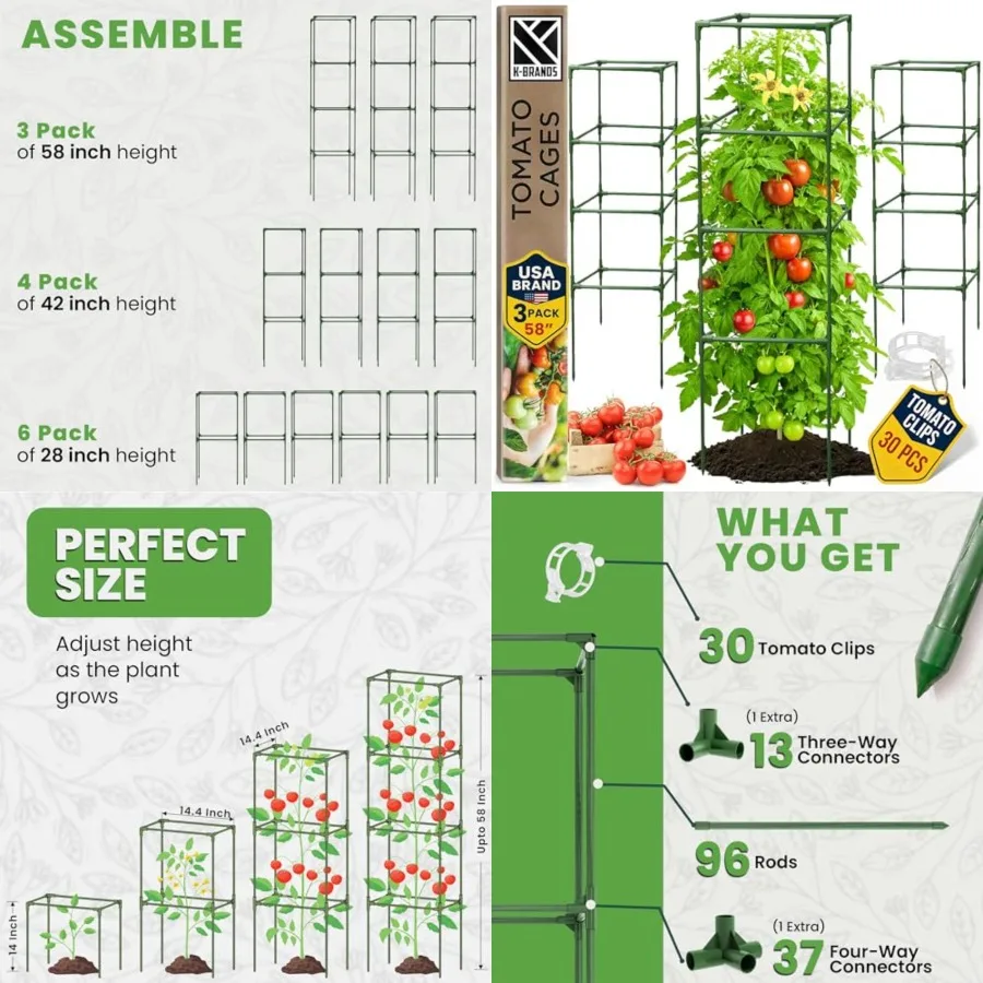 Tomato Cage Square - Large Trellis Stakes and Plant Support Structures for Vegetables and Climbg Plants - Tall Tomato Cages for
Tomato Cage Square - Large Trellis Stakes and Plant Support Structures for Vegetables and Climbg Plants - Tall Tomato Cages for