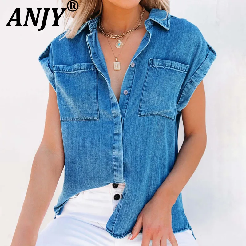 ANJY Summer New Women Elegant Streetwear Vintage Chic Short Sleeve Pocket Solid Color Single Breasted Slimming Denim Shirt A7748
ANJY Summer New Women Elegant Streetwear Vintage Chic Short Sleeve Pocket Solid Color Single Breasted Slimming Denim Shirt A7748