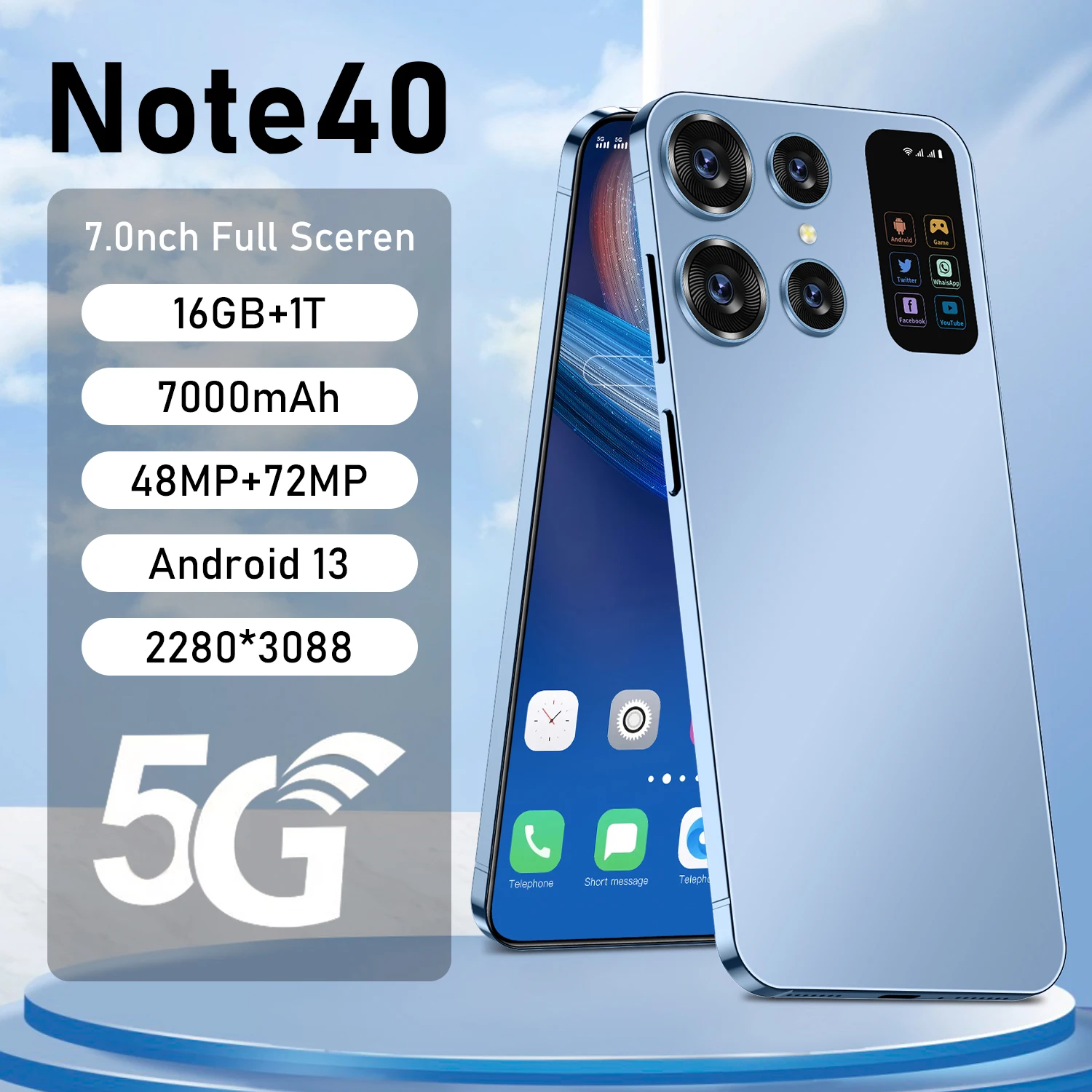 2025 Global Version Note 40 Smartphone Android Original Phone 5G 7.0 Inch HD Screen 108MP Camera Unlocked Celular Cellphone
2025 Global Version Note 40 Smartphone Android Original Phone 5G 7.0 Inch HD Screen 108MP Camera Unlocked Celular Cellphone