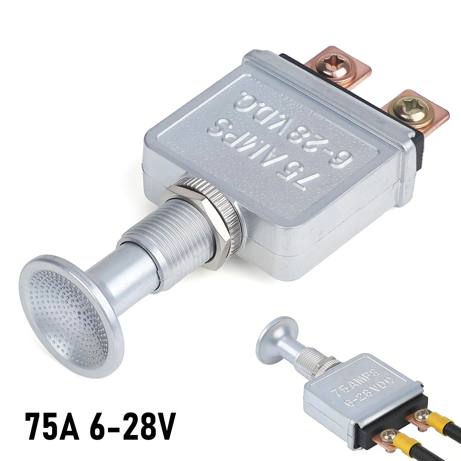 CNSPEED Heavy Duty Push-Pull Switch On/Off 75 AMP 6-28V DC 2 Position SPST Zink Alloy Silver For Truck Bus RV Marine
CNSPEED Heavy Duty Push-Pull Switch On/Off 75 AMP 6-28V DC 2 Position SPST Zink Alloy Silver For Truck Bus RV Marine