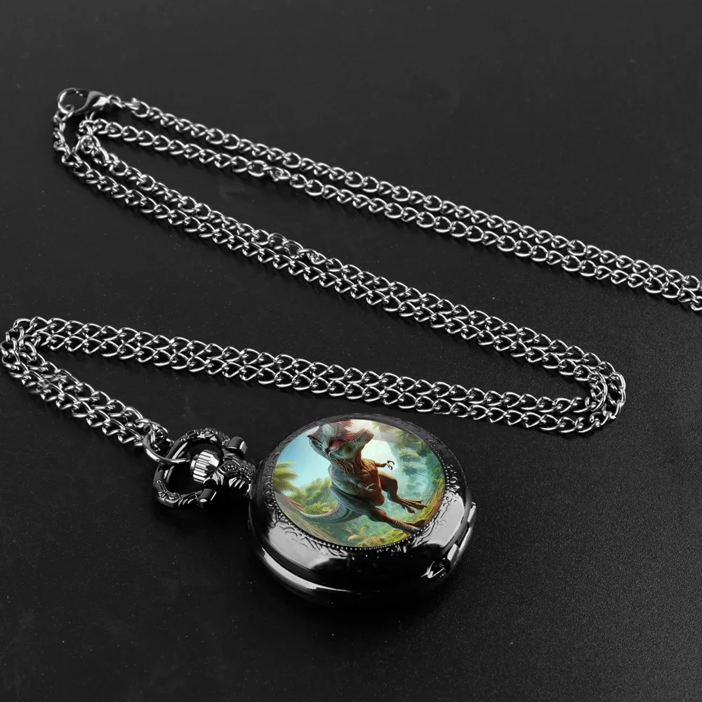 Jurassic Park Dinosaur Glass Dome Quartz Pocket Watch with Chain Men Women Necklace Pendant Arabic Numerals Clock Accessory Gift
Jurassic Park Dinosaur Glass Dome Quartz Pocket Watch with Chain Men Women Necklace Pendant Arabic Numerals Clock Accessory Gift