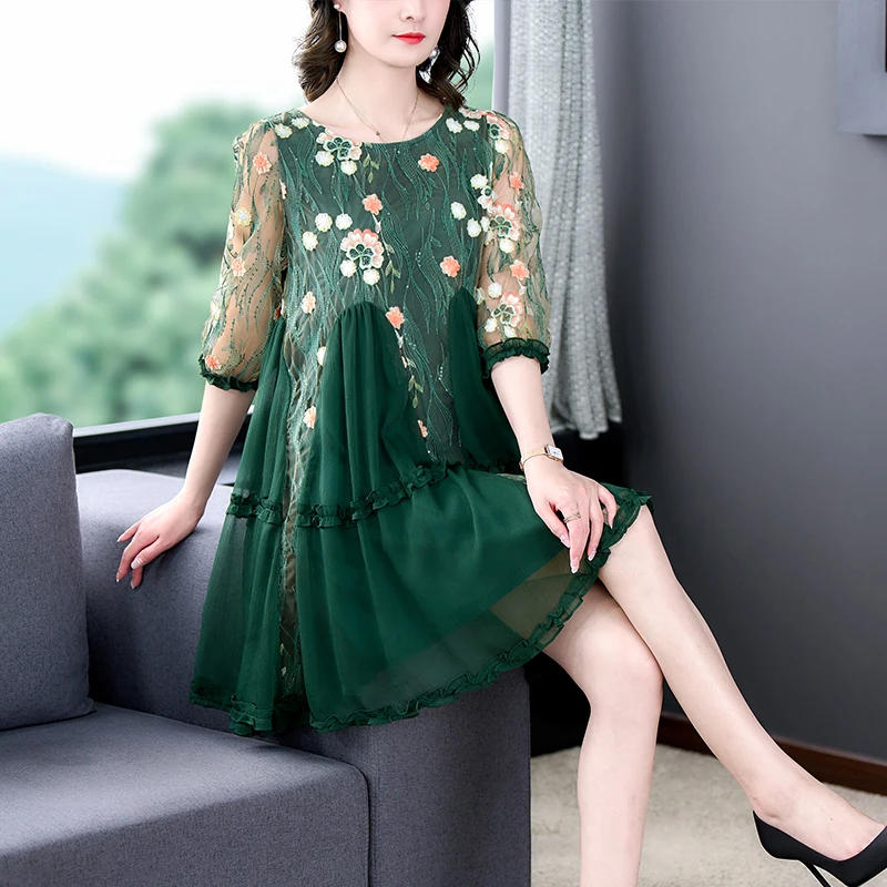 Green Flower Embroidery Large Size Dress Women's Mid length 2023 Spring/Summer New Style Lace Fragmented Fairy Dress
Green Flower Embroidery Large Size Dress Women's Mid length 2023 Spring/Summer New Style Lace Fragmented Fairy Dress