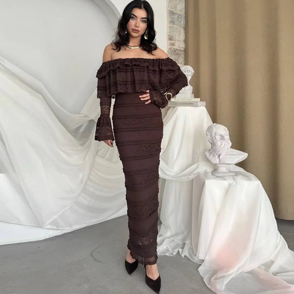 Customized Mermaid Off the Shoulder Evening Dress Formal Ankle Length Party Gowns Long Sleeves Lace Bespoke Occasion Dress
Customized Mermaid Off the Shoulder Evening Dress Formal Ankle Length Party Gowns Long Sleeves Lace Bespoke Occasion Dress