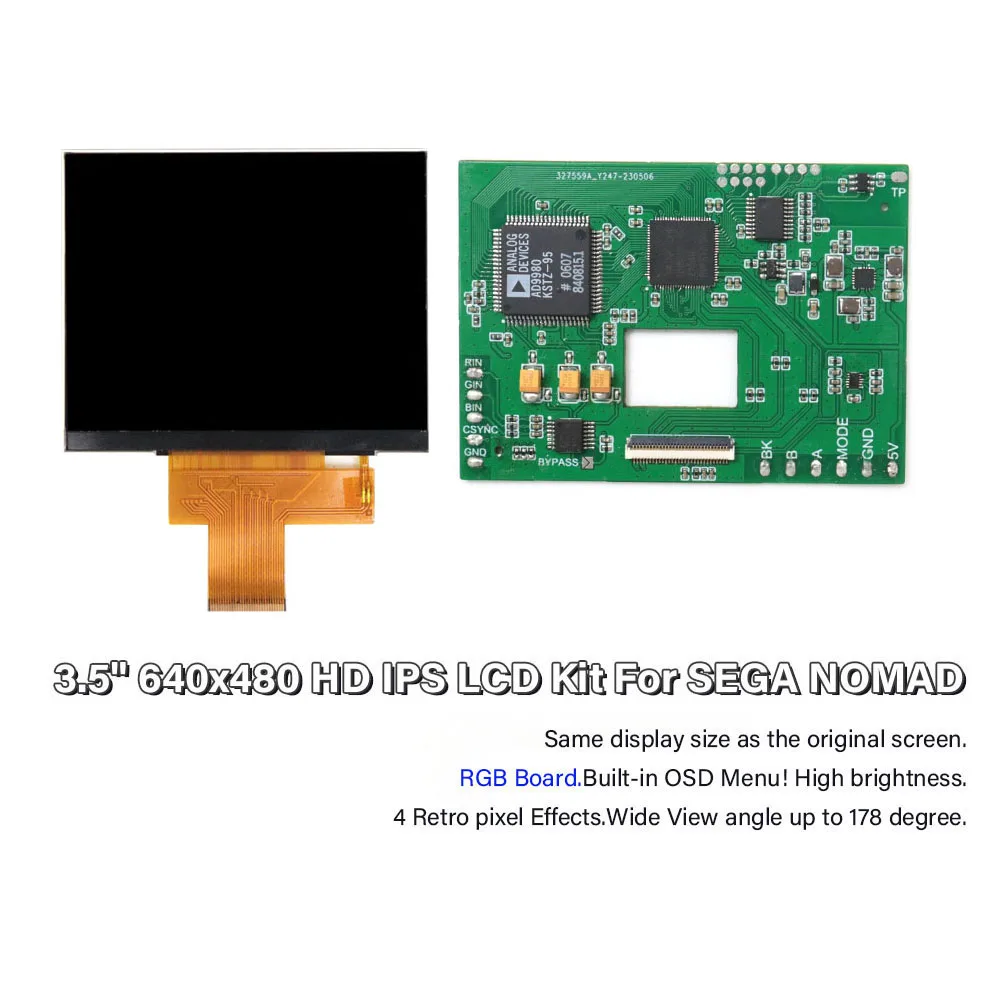 HD IPS Screen Backlight LCD Mod for SEGA Genesis NOMAD With OSD Menu Hight Light 3.5" 640x480 RGB RGBs Board
HD IPS Screen Backlight LCD Mod for SEGA Genesis NOMAD With OSD Menu Hight Light 3.5" 640x480 RGB RGBs Board