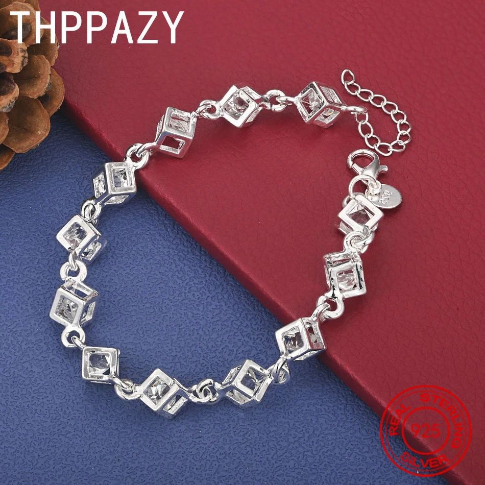 THPPAZY 8-Inch Chain 925 Sterling Silver Classic Zircon Square Bracelet For Women Party Birthday Luxury Elegant Jewelry Gift
THPPAZY 8-Inch Chain 925 Sterling Silver Classic Zircon Square Bracelet For Women Party Birthday Luxury Elegant Jewelry Gift