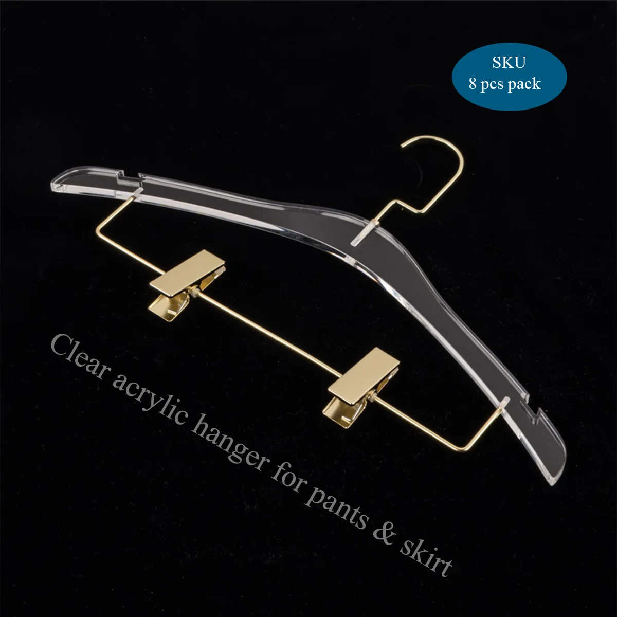Acrylic Pants Hangers Wardrobe Storage Adult Plastic Trousers Hanger with Anti-rust Clips 8 pcs. (Hook&clips cololr optional)
Acrylic Pants Hangers Wardrobe Storage Adult Plastic Trousers Hanger with Anti-rust Clips 8 pcs. (Hook&clips cololr optional)