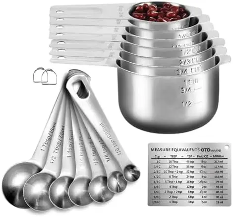 Heavy Duty 304 Stainless Steel Measuring Cups & Spoons Set - 17-Piece Kitchen Gadget for Baking & Cooking
Heavy Duty 304 Stainless Steel Measuring Cups & Spoons Set - 17-Piece Kitchen Gadget for Baking & Cooking
