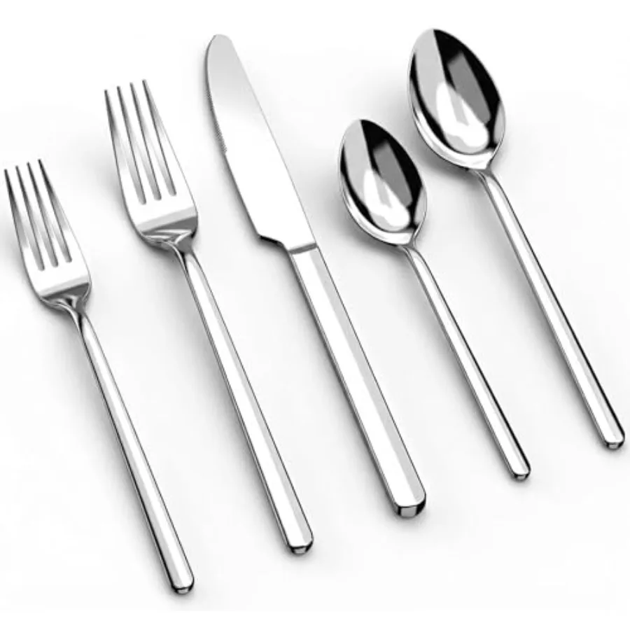 U Chef Set 20 Pieces 18/10 Stainless Steel Cutlery Set, Service for 4 People with Mirror Polished Finish, Includes
U Chef Set 20 Pieces 18/10 Stainless Steel Cutlery Set, Service for 4 People with Mirror Polished Finish, Includes