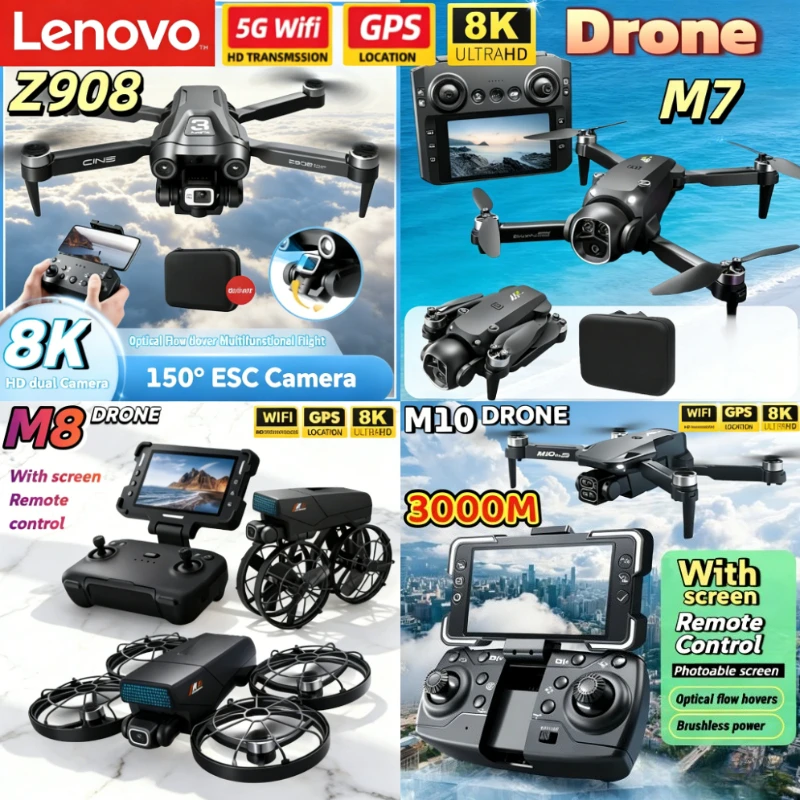 Lenovo Drone True GPS 8K Camera M7 M8 M10 Z908 Remote Control WIFI RC Quadcopter Obstacle Avoidance HD Dual FPV Drone Gifts
Lenovo Drone True GPS 8K Camera M7 M8 M10 Z908 Remote Control WIFI RC Quadcopter Obstacle Avoidance HD Dual FPV Drone Gifts