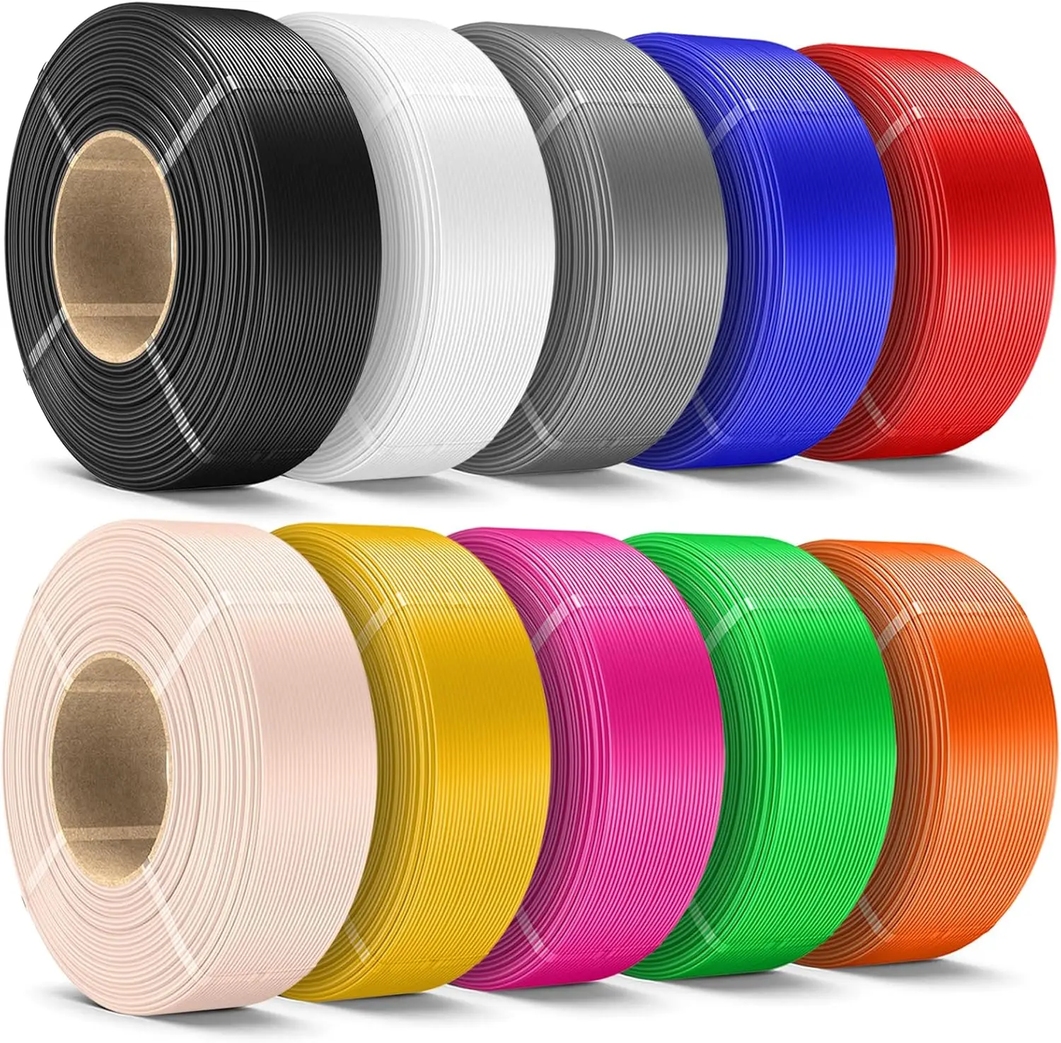 10KG PLA+ Filament Refill 1.75mm, No-Spool 3D Printer Filament for Reusable Spools, 10 Colors 1KG/Roll
10KG PLA+ Filament Refill 1.75mm, No-Spool 3D Printer Filament for Reusable Spools, 10 Colors 1KG/Roll