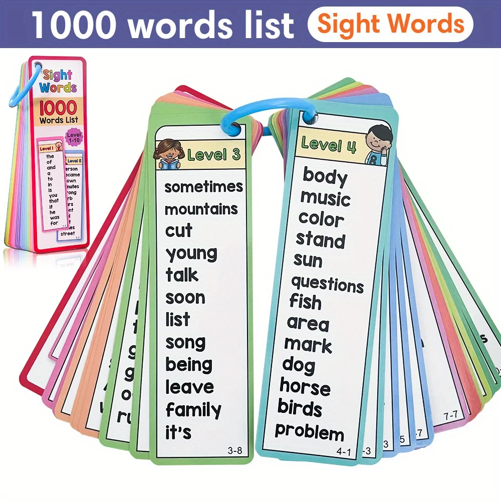 1000 Sight Words Flash Cards for Kids Aged 6-10 Fun Learning Activity with Double-Sided Cards Leveled Word Games Educational Toy
1000 Sight Words Flash Cards for Kids Aged 6-10 Fun Learning Activity with Double-Sided Cards Leveled Word Games Educational Toy