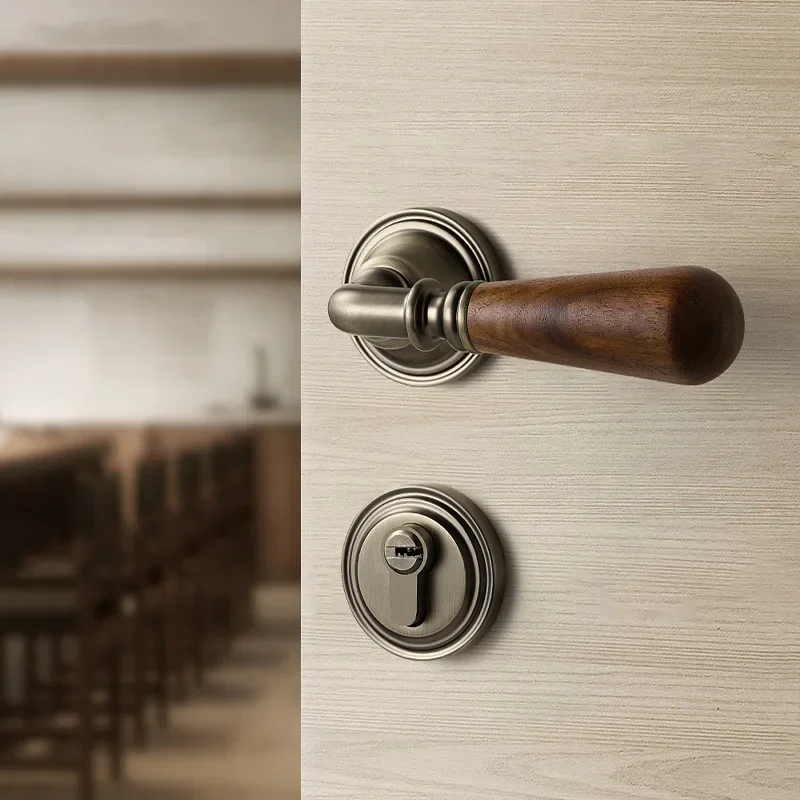 Bedroom door lock Interior antique room door lock Black walnut retro door handle
Bedroom door lock Interior antique room door lock Black walnut retro door handle