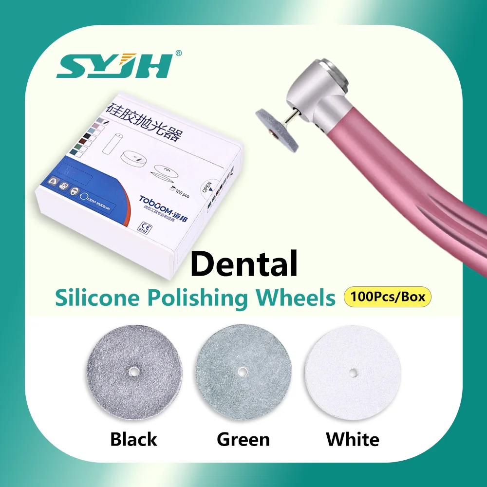 SYJH 100Pcs/Box Dental Polishing Wheels Kit 3 Colors Silicone Rotary Polisher for Handpieces Polishing Grinding Dentistry Tools
SYJH 100Pcs/Box Dental Polishing Wheels Kit 3 Colors Silicone Rotary Polisher for Handpieces Polishing Grinding Dentistry Tools