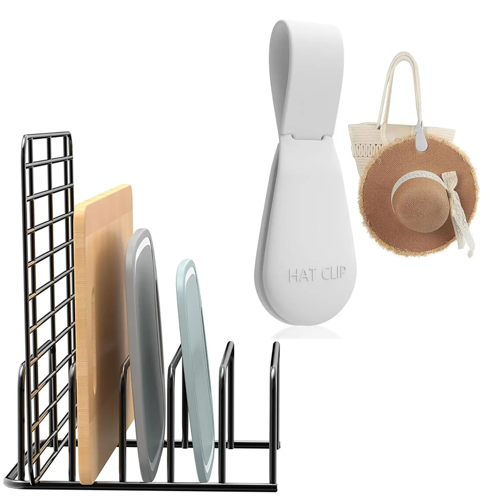 2-Pack Kitchen Cutting Board Stand Rack With 1 Light Gray Hat Clip For Bag Attachment
2-Pack Kitchen Cutting Board Stand Rack With 1 Light Gray Hat Clip For Bag Attachment