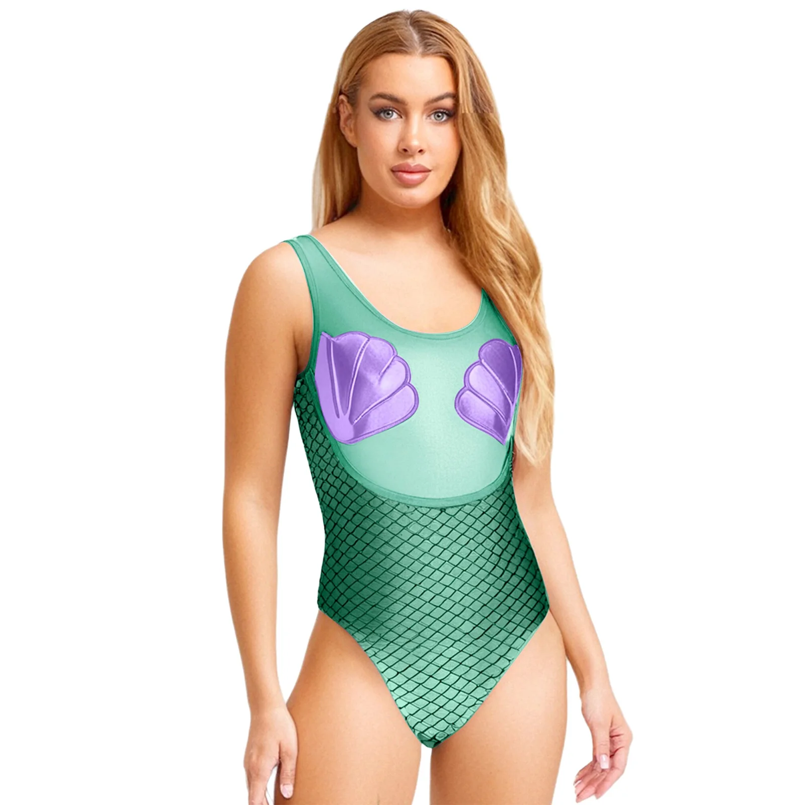 Women One Piece Mermaid Style Swimsuits Scallop Cups Sheer Mesh Fish Scale Print Bodysuits for Bathing Suit Swimming Beachwear
Women One Piece Mermaid Style Swimsuits Scallop Cups Sheer Mesh Fish Scale Print Bodysuits for Bathing Suit Swimming Beachwear
