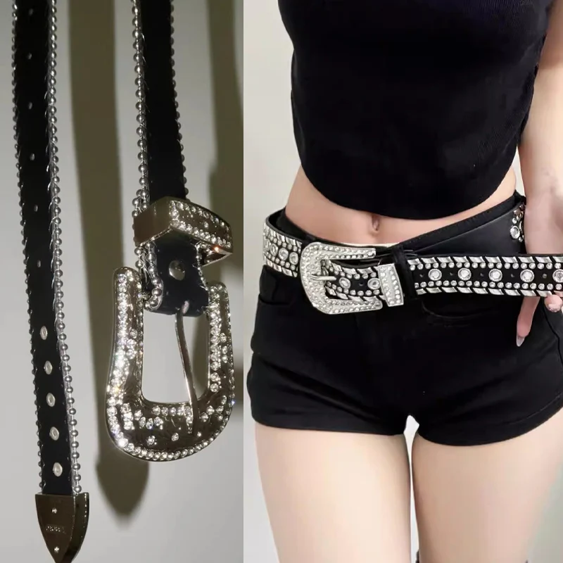 Модный женский ремень из искусственной кожи со стразами и шипами для клубной вечеринки, американский ретро-панк-пояс Y2K, модный блестящий ремень
Модный женский ремень из искусственной кожи со стразами и шипами для клубной вечеринки, американский ретро-панк-пояс Y2K, модный блестящий ремень
