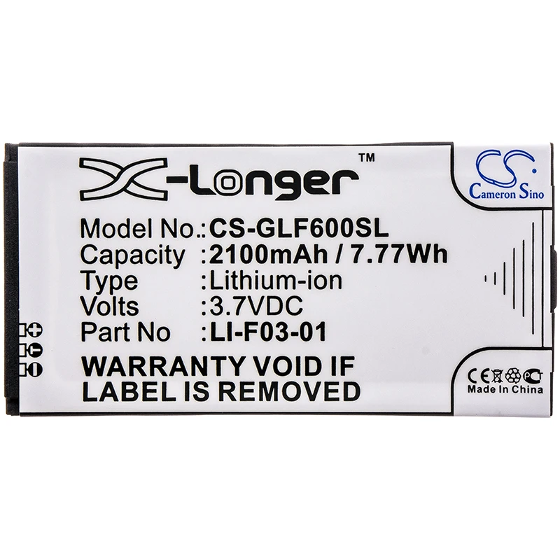 Cameron Sino 2100mAh Battery LI-F03-01 for Golf Buddy DSC-GB600, GB3-PT4, Platinum 4, PT4
Cameron Sino 2100mAh Battery LI-F03-01 for Golf Buddy DSC-GB600, GB3-PT4, Platinum 4, PT4