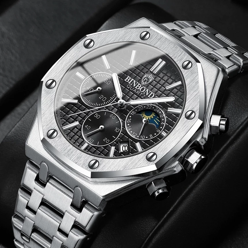 BINBOND 0161 Fashionable Men's Quartz Watch Three Eye Six Needle Chronograph Waterproof Luminous Calendar Men's Quartz Watch
BINBOND 0161 Fashionable Men's Quartz Watch Three Eye Six Needle Chronograph Waterproof Luminous Calendar Men's Quartz Watch