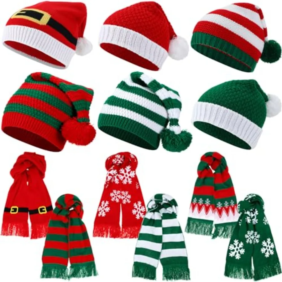 12 Pcs Christmas Knitted Beanies and Scarf Set Xmas Santa Hat with Pom Warm Skull Cap for Adult Teens Holiday Gift
12 Pcs Christmas Knitted Beanies and Scarf Set Xmas Santa Hat with Pom Warm Skull Cap for Adult Teens Holiday Gift