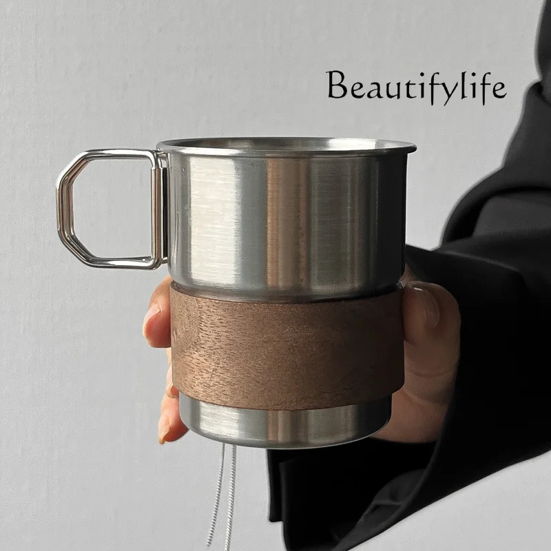 304 stainless steel American coffee cup with lid and handle anti-scalding outdoor tea camping cup
304 stainless steel American coffee cup with lid and handle anti-scalding outdoor tea camping cup