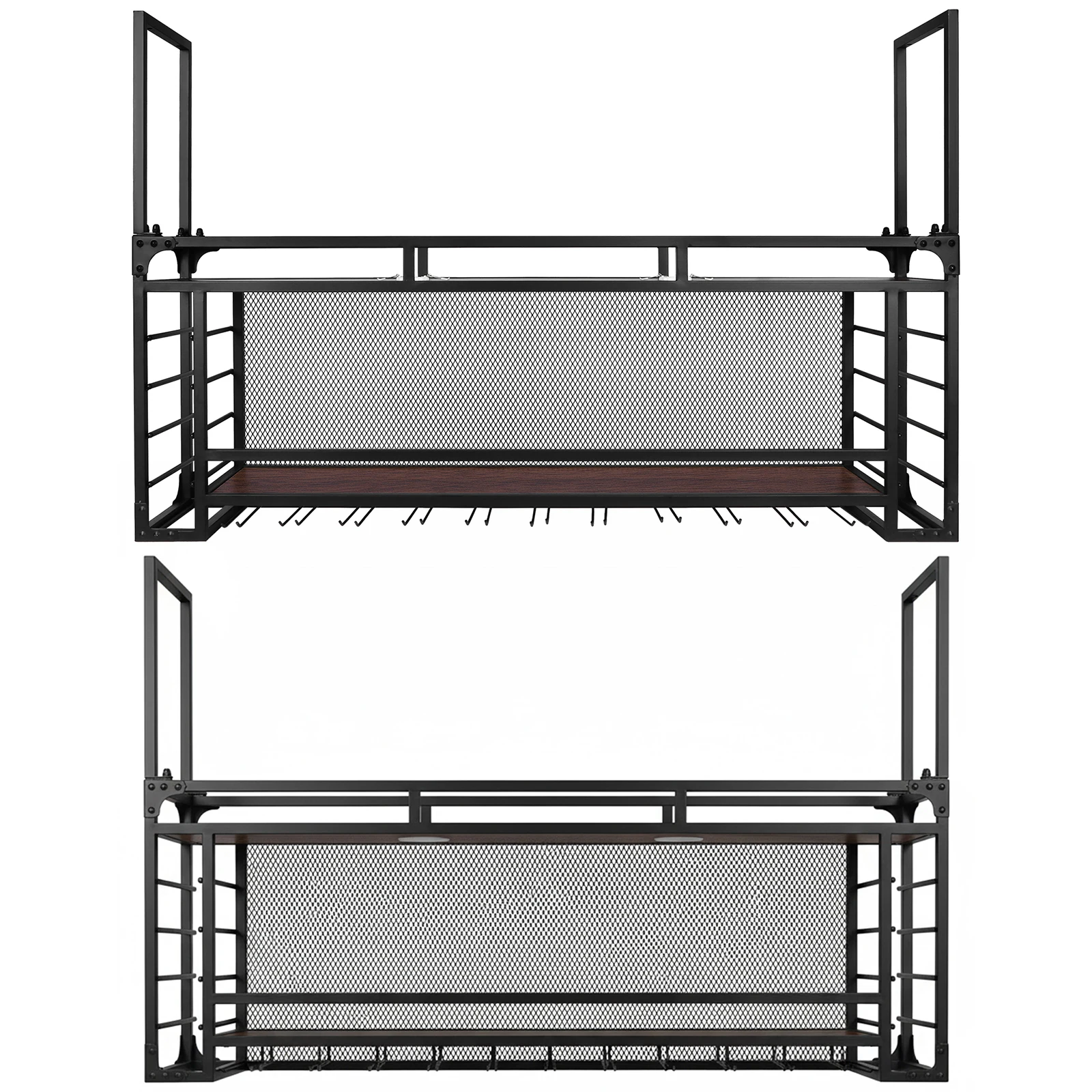 Wall Mounted 2 -Tiers Wine Rack Simple Type With Light Wood-Metal Retro Wine Rack for Kitchen Dining Room Bar For Bar Restaurant
Wall Mounted 2 -Tiers Wine Rack Simple Type With Light Wood-Metal Retro Wine Rack for Kitchen Dining Room Bar For Bar Restaurant