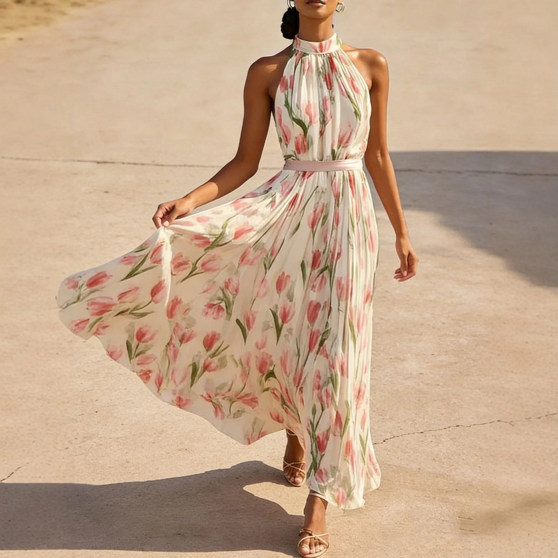2026 Summer Women Necklace Collar Fashionable Printed Vacation Sleeveless Long Dress 2025 Elegant Temperament Printed Long Dress
2026 Summer Women Necklace Collar Fashionable Printed Vacation Sleeveless Long Dress 2025 Elegant Temperament Printed Long Dress