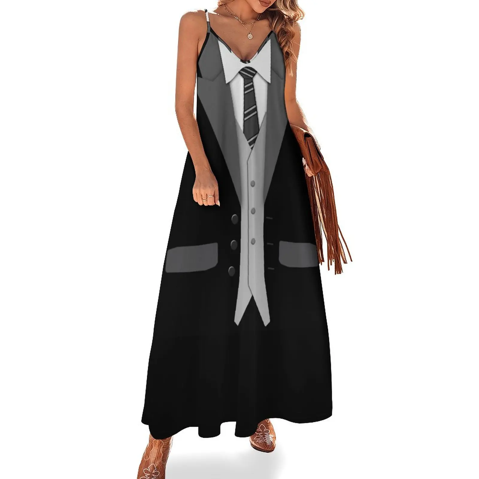 Black Suit Tie and Vest Sleeveless Dress summer dress woman 2025 trendy beach outfits for women Dress
Black Suit Tie and Vest Sleeveless Dress summer dress woman 2025 trendy beach outfits for women Dress