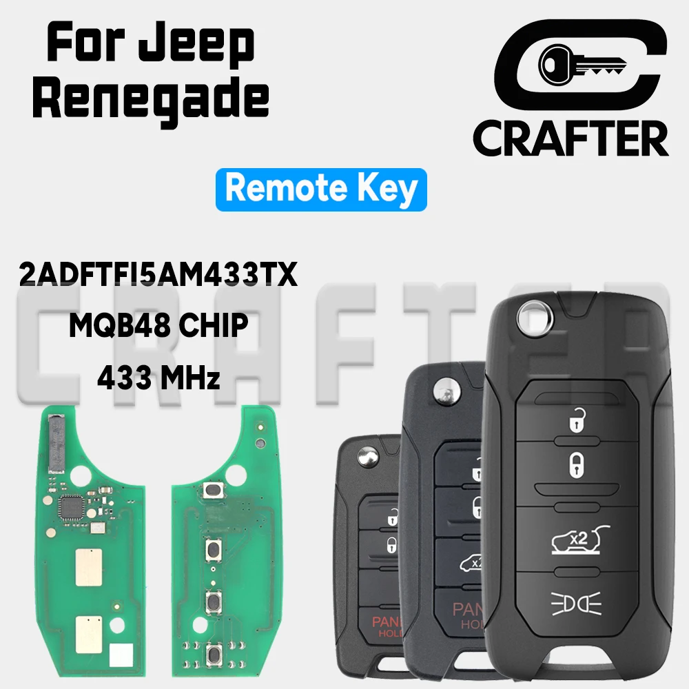 Key Crafters Folding Remote Car Key 2ADFTFI5AM433TX MQB48 Chip 433MHz For Jeep Renegade 2016 2017 2018 Flip SIP22 Key
Key Crafters Folding Remote Car Key 2ADFTFI5AM433TX MQB48 Chip 433MHz For Jeep Renegade 2016 2017 2018 Flip SIP22 Key